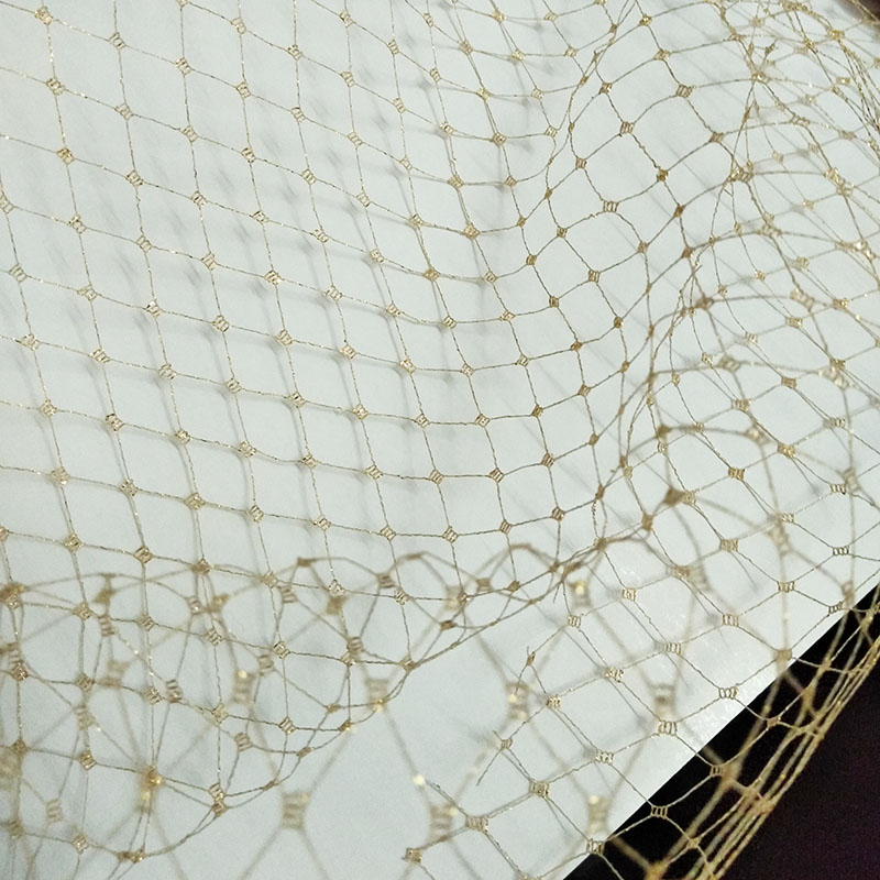 Crystal Mesh Fabric - ダイヤモンド格子柄ブラックネット生地マスカレードベール 透明メッシュ DIY ヘッドウェア ヘアフープ くり抜きデザイン