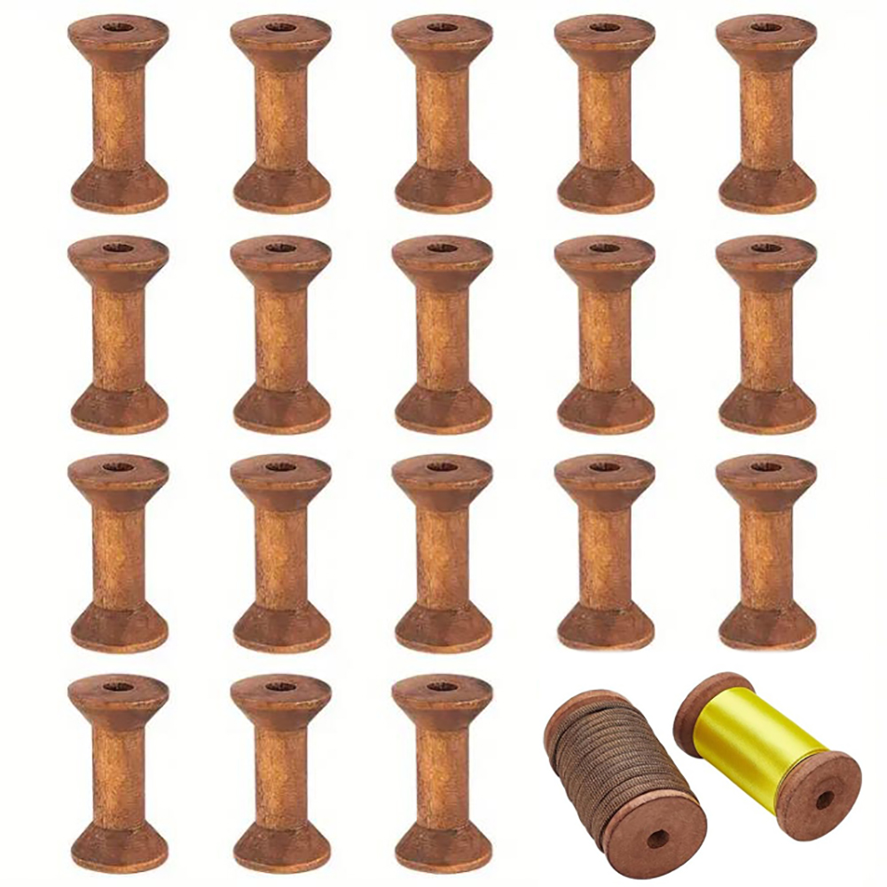 10/20個入りミニ木製ボビン、空の糸巻きスプール、紐、ワイ - Organza Ribbon Spool のレビューと価格