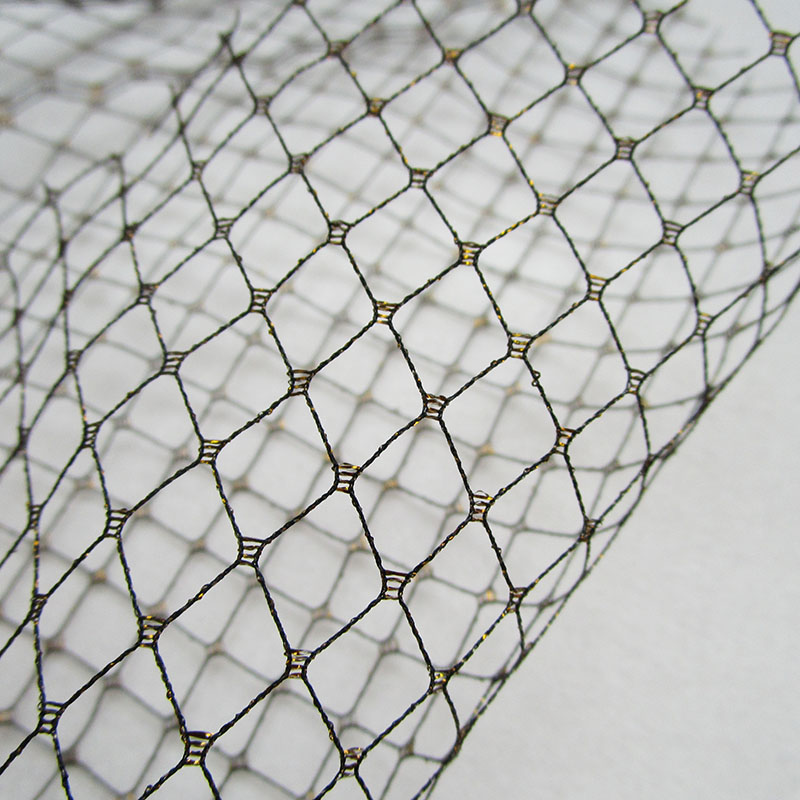 ダイヤモンド格子柄ブラックネット生地マスカレードベール 透明 - Crystal Mesh Fabric のレビューと価格